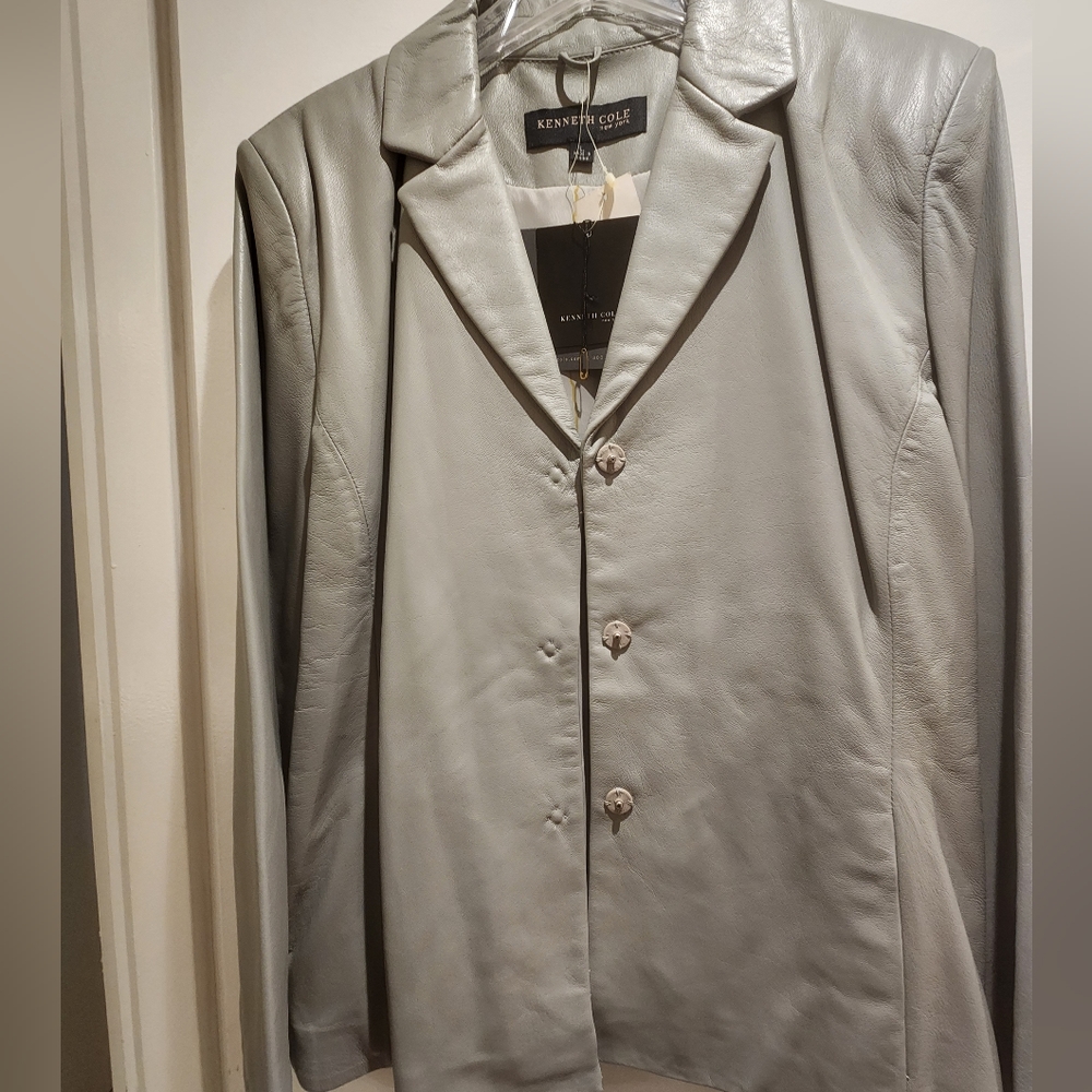 Kenneth Cole Light Grey Leather Jacket - Never worn